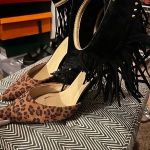 Cute animal print fringe heel